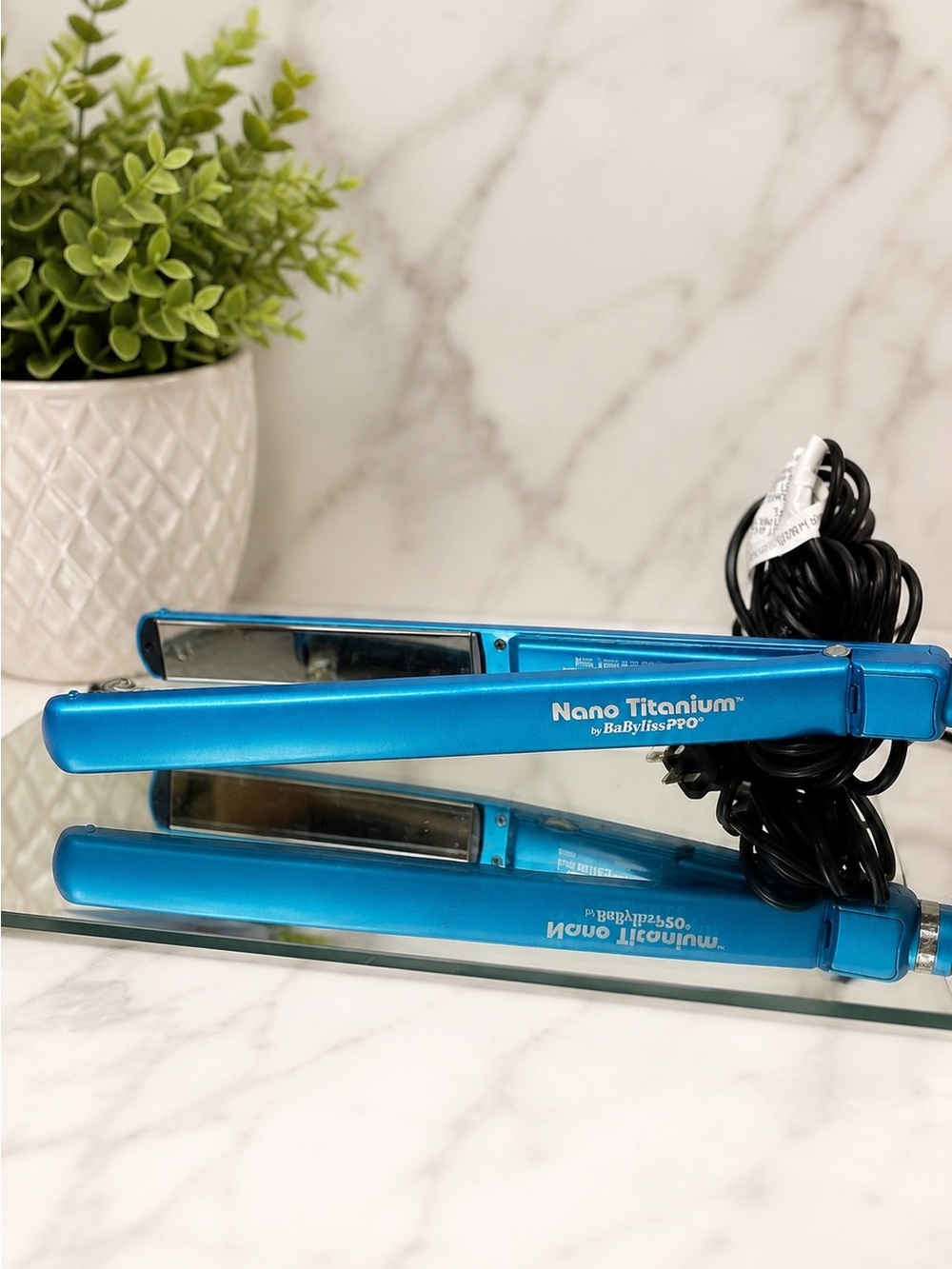 BaBylissPRO Nano Titanium Professional Flat Iron Blue 450°F Hair Straightener